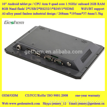 2016 Cheap and qualified fanless 10 inch free sample industrial android tablet pc